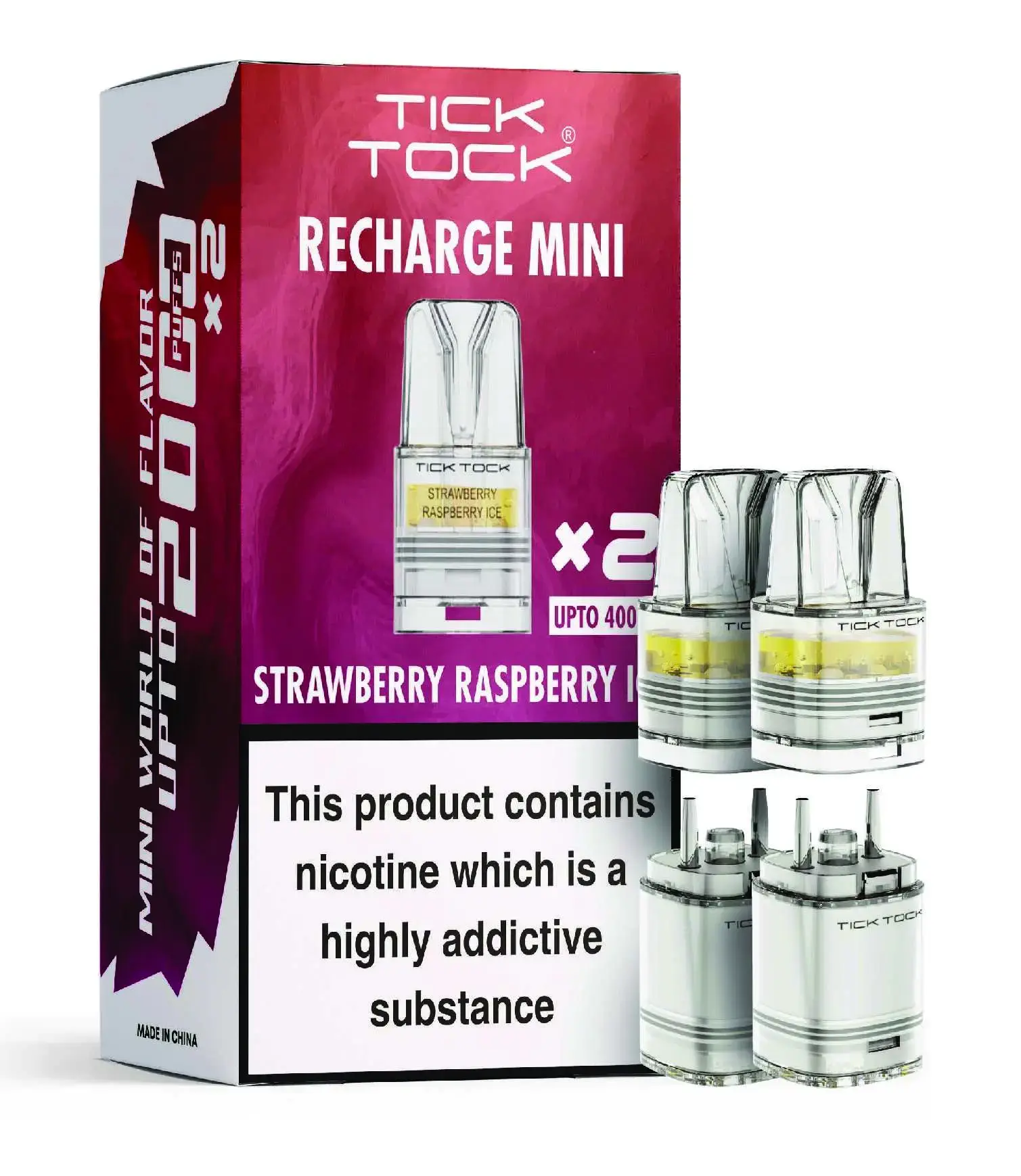 Strawberry Raspberry Ice Tick Tock Magic 8000 Prefilled Pods